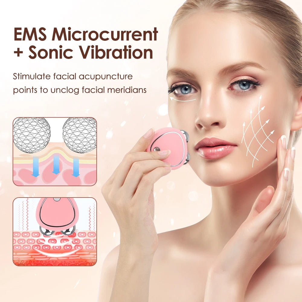Portable Electric Face Lift Roller Massager EMS Sonic Facial Lifting Skin Tighten Massage