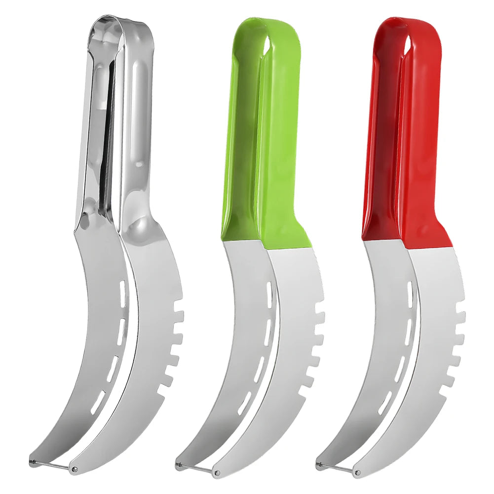 Stainless Steel Safe Efficient Watermelon Slicer Server with Non-Slip Handle Fruit Divider Watermelon Slicer Cutter Fruit Tools