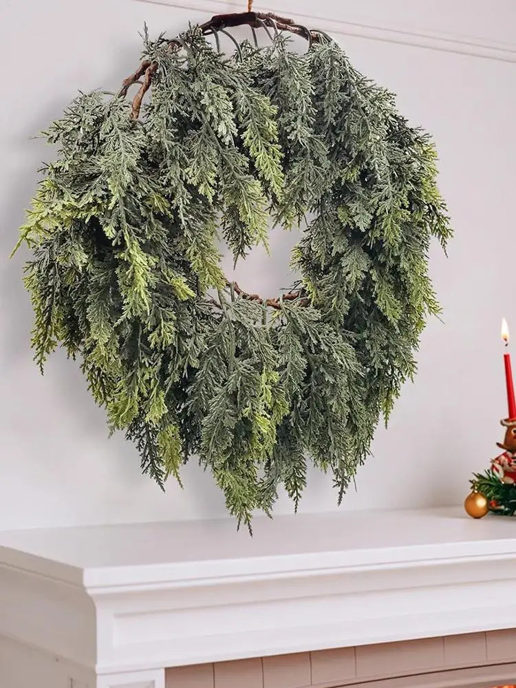 Realistic Christmas Cedar Garland Greenery Decor for Fireplace Stair Window Door Holiday Party Home Festival Decoration