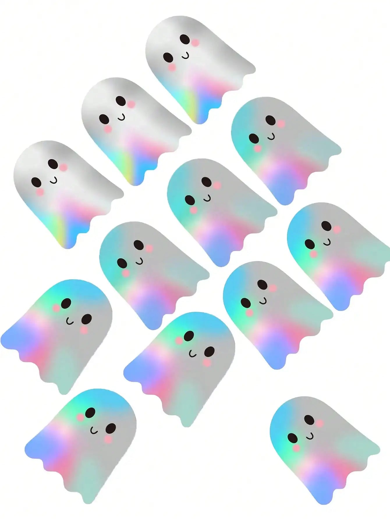 500pcs Holographic Halloween Ghost Stickers, Laser Cute Boo Ghost Waterproof Adhesive Stickers For Envelope, Magazine