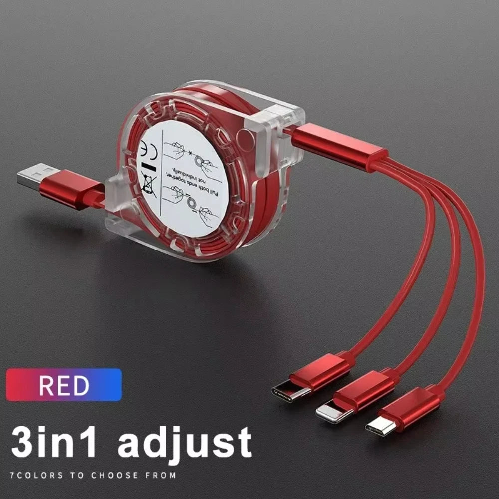 NNBILI 3 in 1 Telescopic Cable Is Suitable for Apple Type C Android Mobile Phone Fast Charging USB Cable for HUWEI iPhone Cable