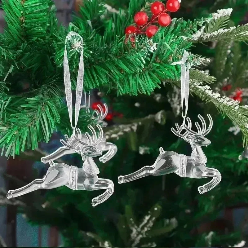 Christmas Acrylic Snowflake Clear Simulation Icicle Ornaments Xmas Tree Hanging Pendants DIY Winter New Year Party Decoration