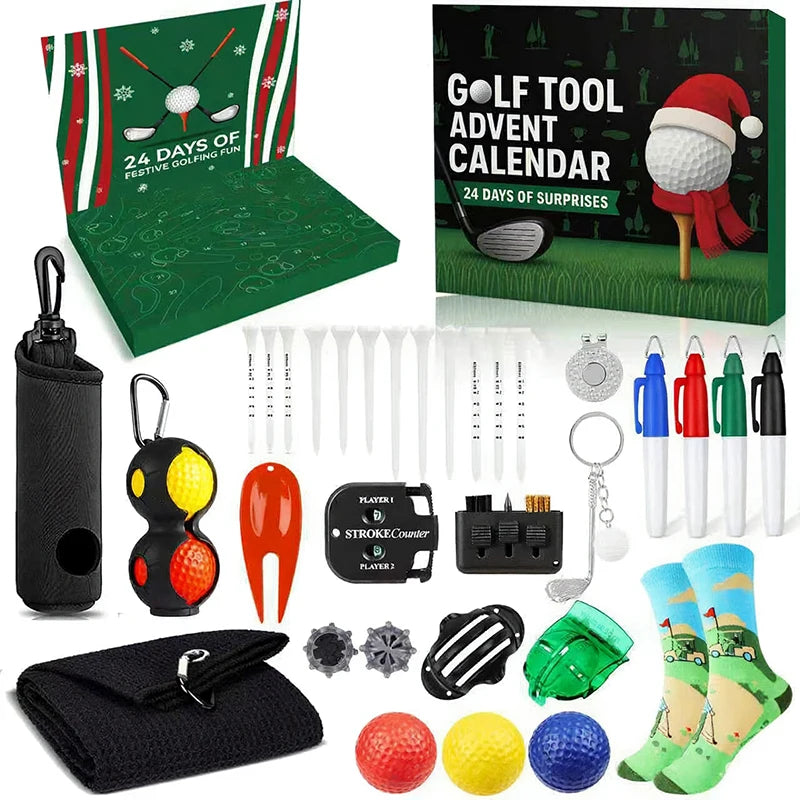 Christmas Golf Set 24 Days Advent Calendar 2025 Family Friends Countdown Outdoor Sports Tool Blind Box Gift For Golf Enthusiasts