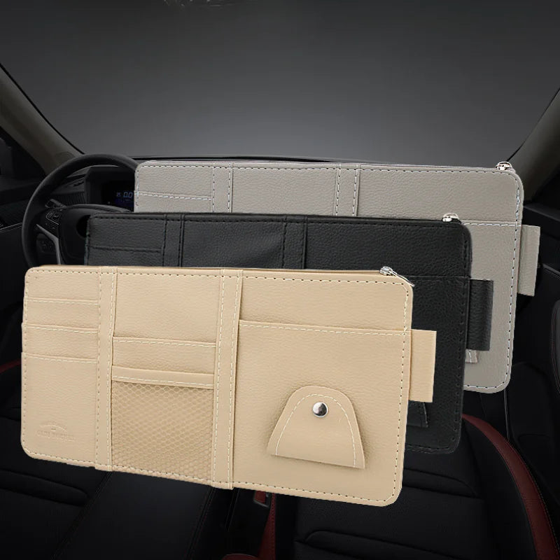 Car Sun Visor Bill Pen Business Card Holder CD DVD Organizer Storage Box Sunglasses Clip Stowing Tidying Car Accessories