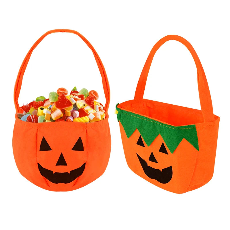 Halloween Pumpkin Candy Gift Bag With Handheld Cloth Pumpkin Cookie Snack Bags Halloween Party Decor Kids Favors Trick Or Treat
