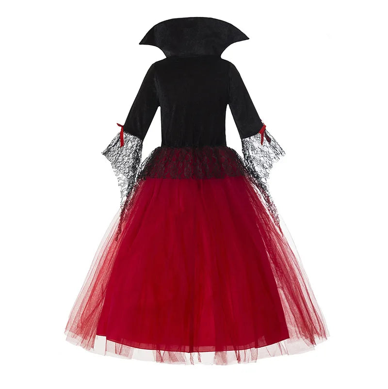 Girl Vampire Halloween Dress for Kid Ghost Bride Gothic Cosplay Vampire Costume Dress for Kids Carnival Outfit Black Red Clothes
