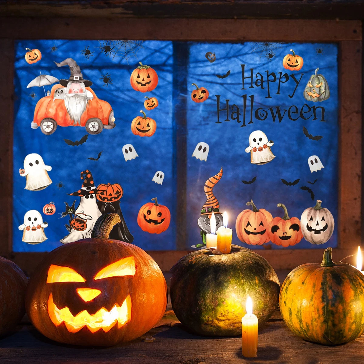 Halloween Window Sticker Halloween Theme Party Decoration Kids Favors Pumpkin Bat Window Stickers Trick or Treat Party Supplies