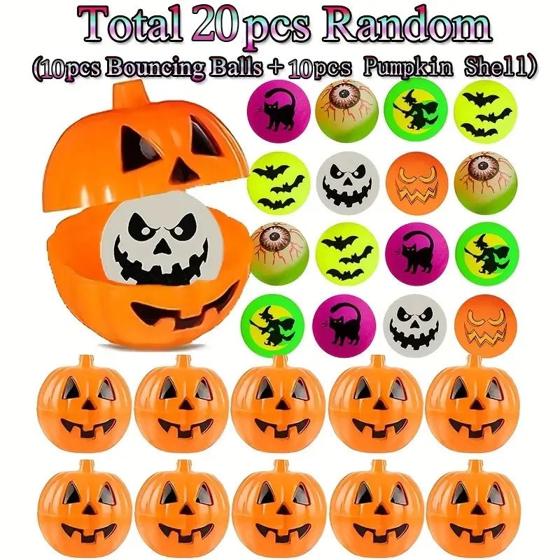 20/40Pcs Halloween Glow in The Dark Bouncy Balls with Pumpkin Gift Box Halloween Party Kids Trick or Treat Favors Goodie Fillers