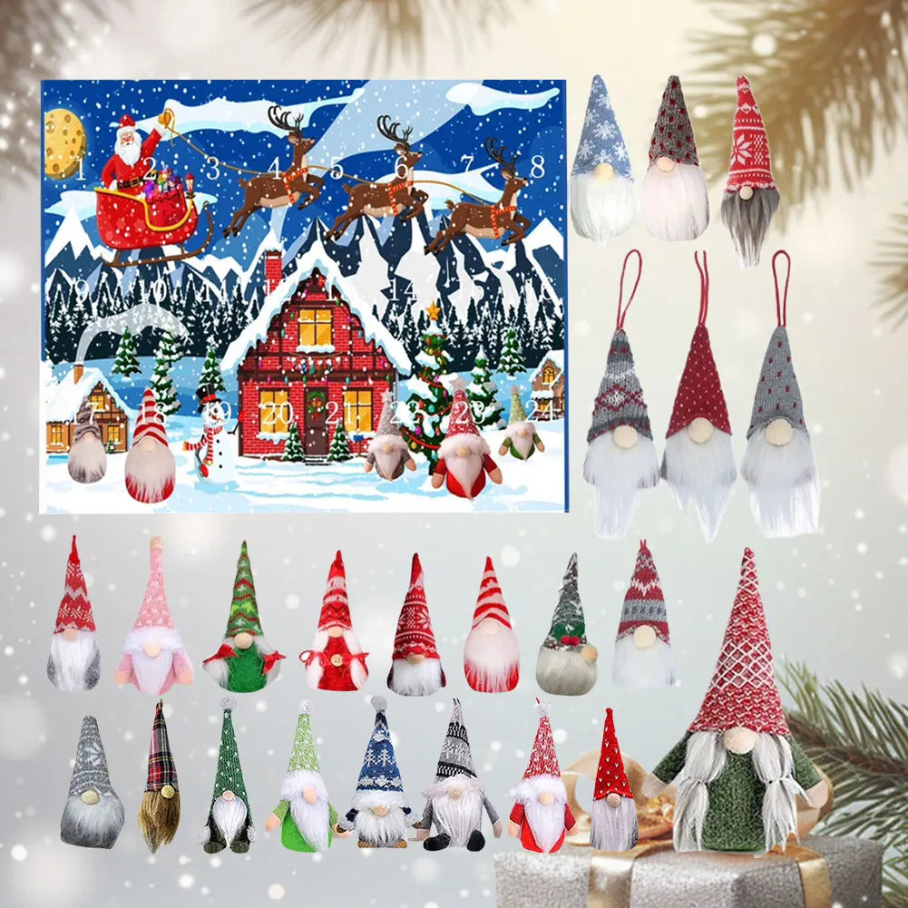 24 Days Christmas Gnome Holidays Advent Calendar Gnome Dolls Plush Toy 2024 Xmas Countdown Calendar New Year Holidays Gifts Box