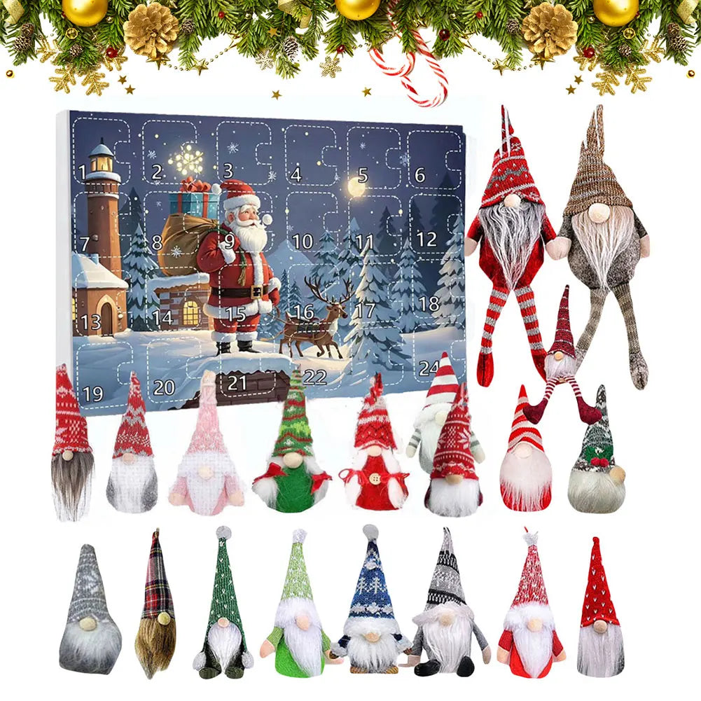 24 Days Christmas Gnome Holidays Advent Calendar Gnome Dolls Plush Toy 2024 Xmas Countdown Calendar New Year Holidays Gifts Box