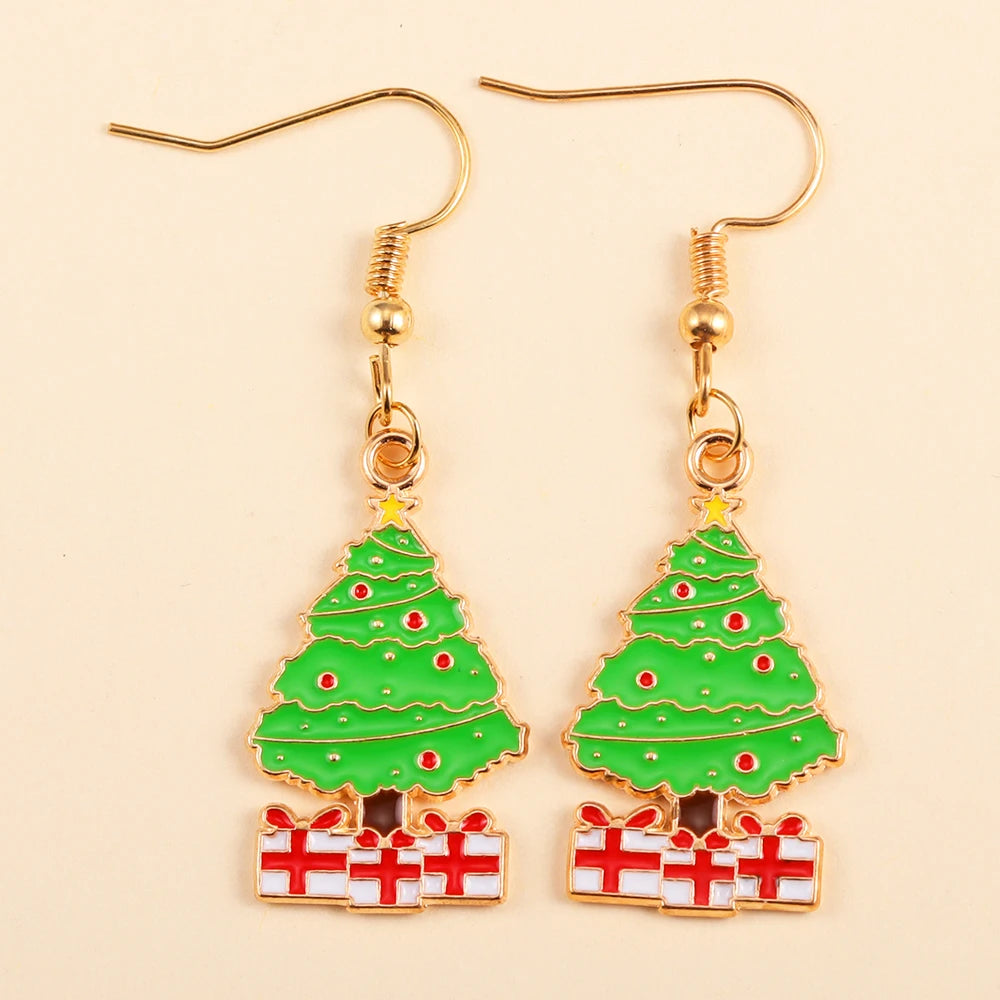 2Pairs Cute Christmas Set Earring Alloy Enamel Bell Snowflake Snowhouse Design Earrings - Perfect Holiday Jewelry Gift