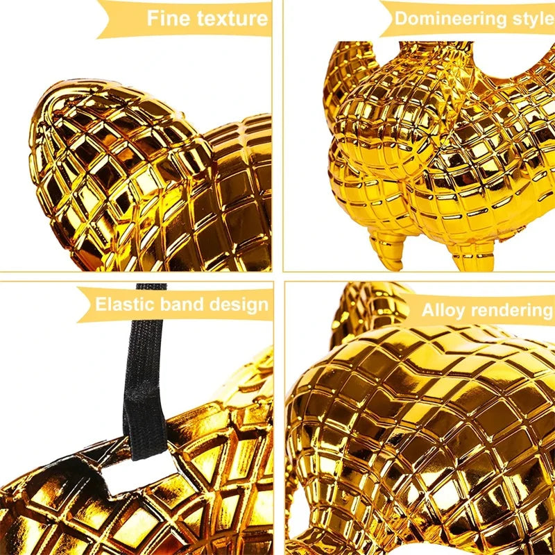 Animal Golden Plastic Leopard Face Cover with Adjustable Elastic Bands Halloween Costume Cosplay Mask Costume Accessories