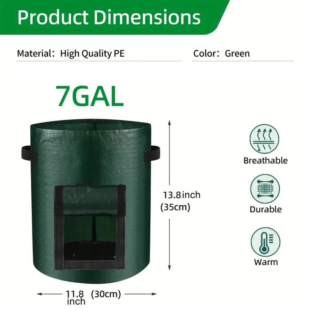 5PCs Garden Supplies Vegetable Plant Grow Bag Planting Container Bag Thicken Garden Pot  DIY Potato Grow Planter PE Cloth