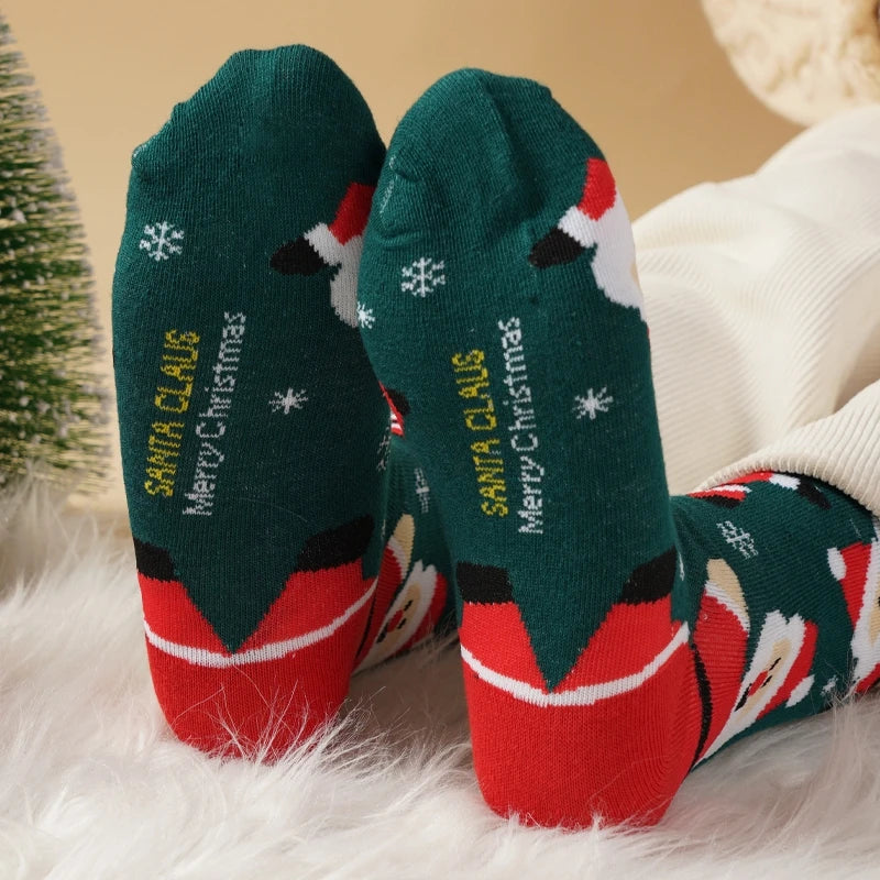 8 Pairs/Set Cute Christmas Socks Cotton Breathable Fashoin Funny Middle Tube Sock Comfortable Casual Warm Winter Gift Socks