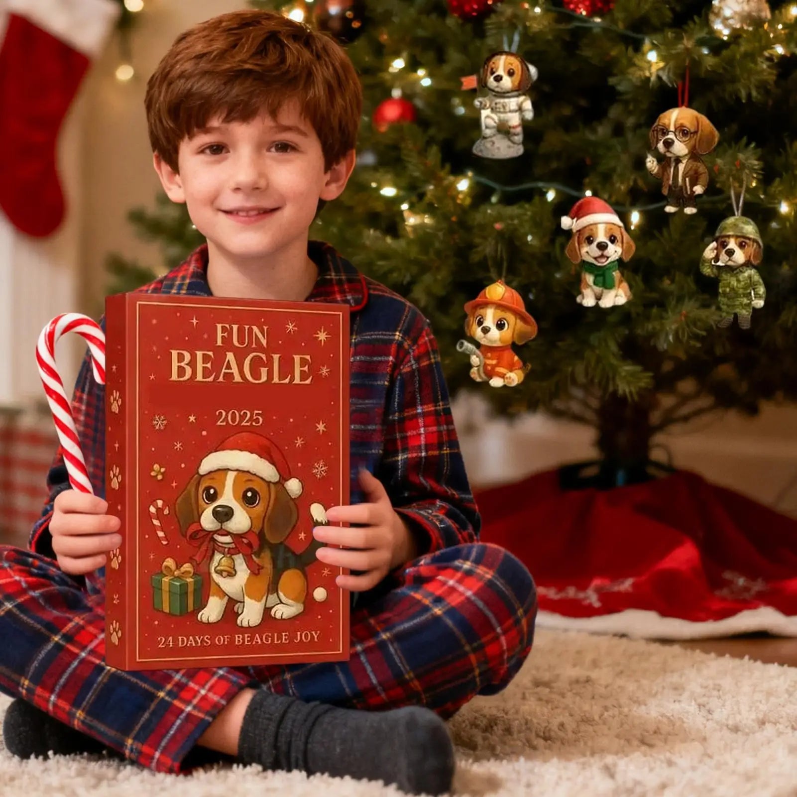 Christmas Advent Calendar 2D Acrylic Beagle Pendant Decor 24 Days Dog Charm Christmas Countdown Calendar for Xmas Tree Decor