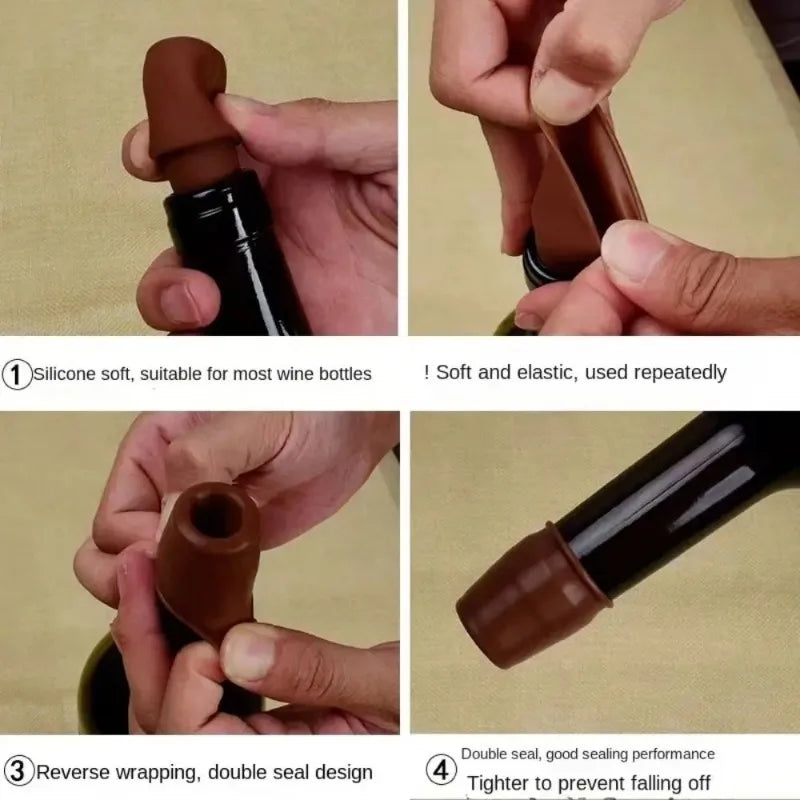 Silicone Wine Stoppers Beverage Bottle Sealer Reusable Sparkling Wine Bottle Stopper Keeping Wine Champagne Fresh Kitchen Tools