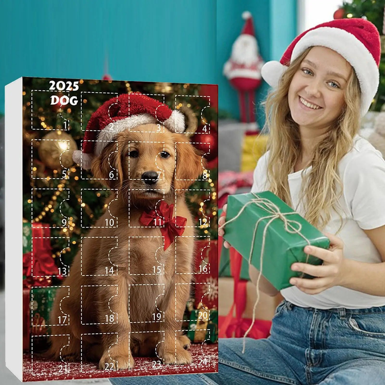 Dog Advent Calendar 24 Days Countdown 2D Acrylic Christmas Ornaments Pet Lover Gift Tree Home Window Car Holiday Decorations