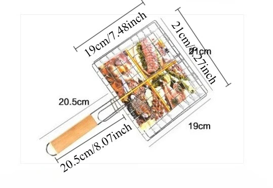 Portable  Stainless Steel Folding Grill Basket BBQ Grill Basket With Handle for Fish Vegetables Shrimp Cook Accessories Outdoor