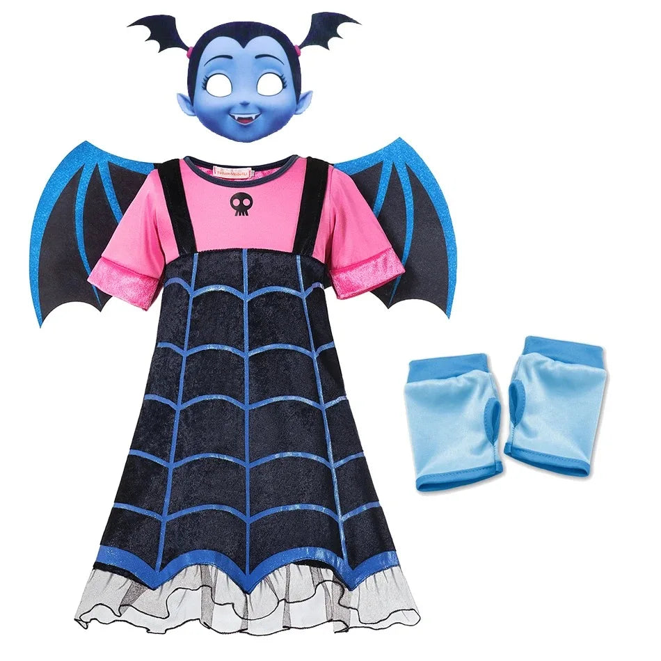 Vampirina Cosplay Dress Girl Kids Princess Clothes Charms Dress Up Christmas Halloween Costume Children Carnival Party