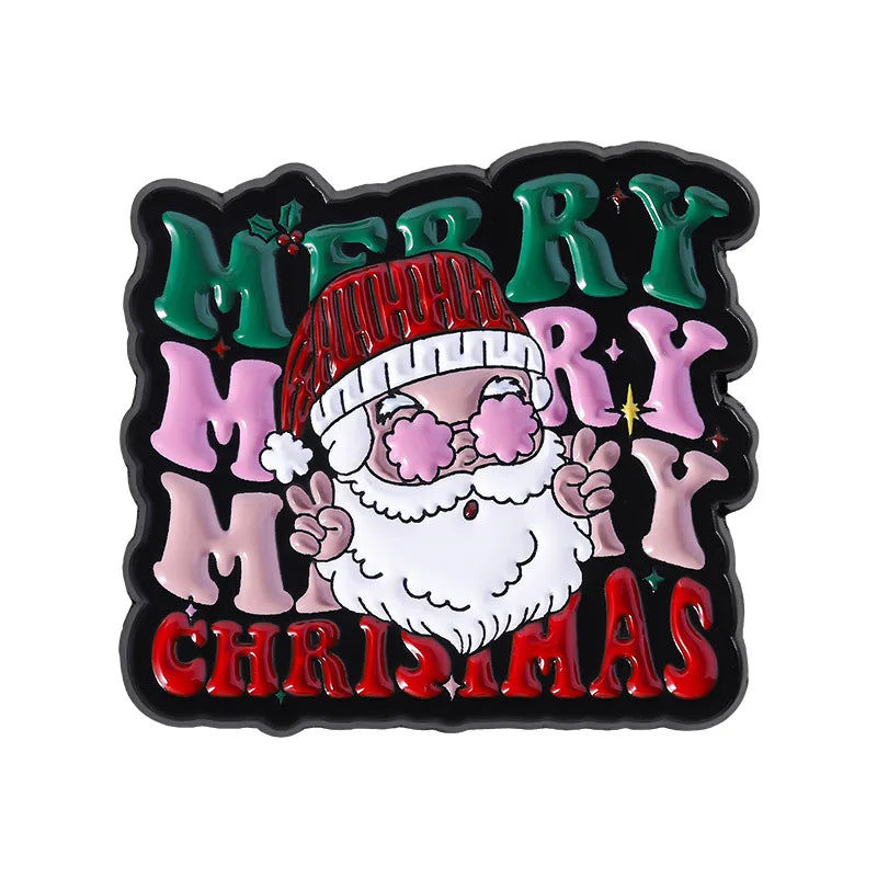 3 Pcs Cute Cartoon Christmas Day Brooch Santa Claus Enamel Pin Backpack Clothing Jewelry Metal Badge Accessories Gift