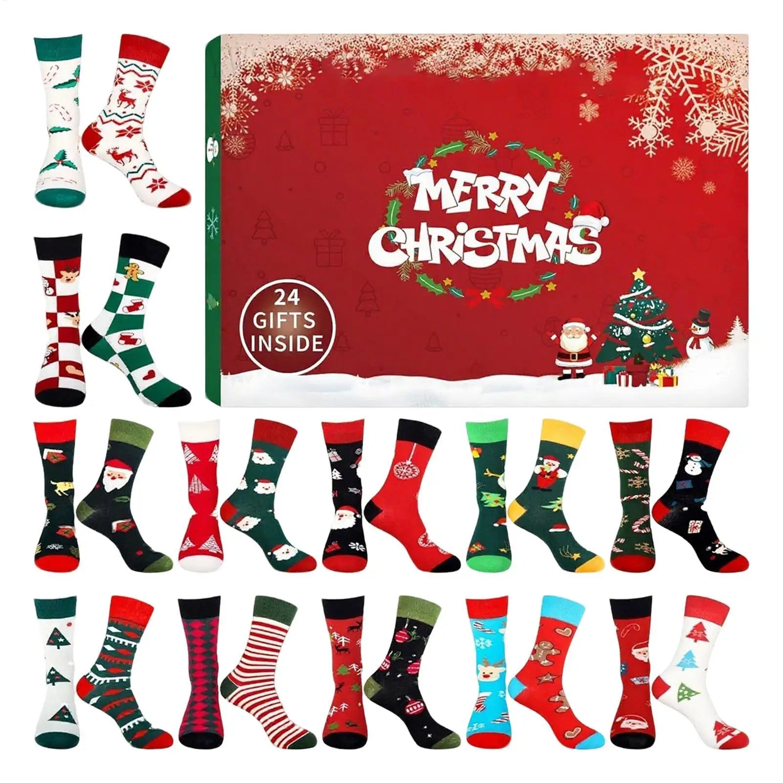 Christmas Stocking Advent Calendars 24 Days Countdown Advent Box Socks Christmas Socks For Boys Girls Men Women
