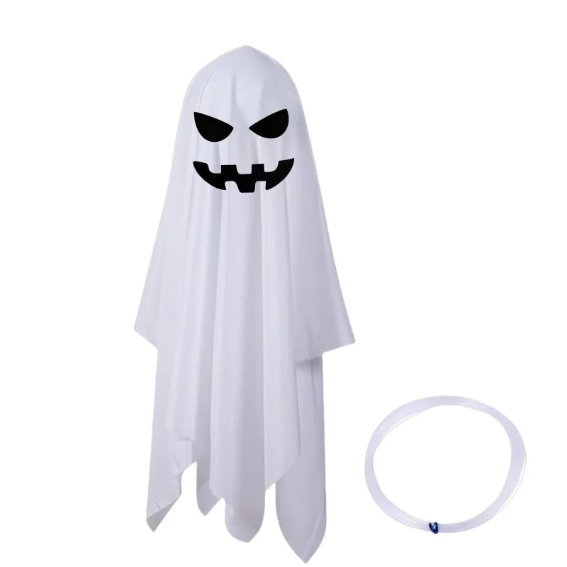 68/125CM Halloween Hanging Ghost Decor White Cloth Hanging Ghost Halloween Flying Ghost Party Decor Front Porch Yard Garden