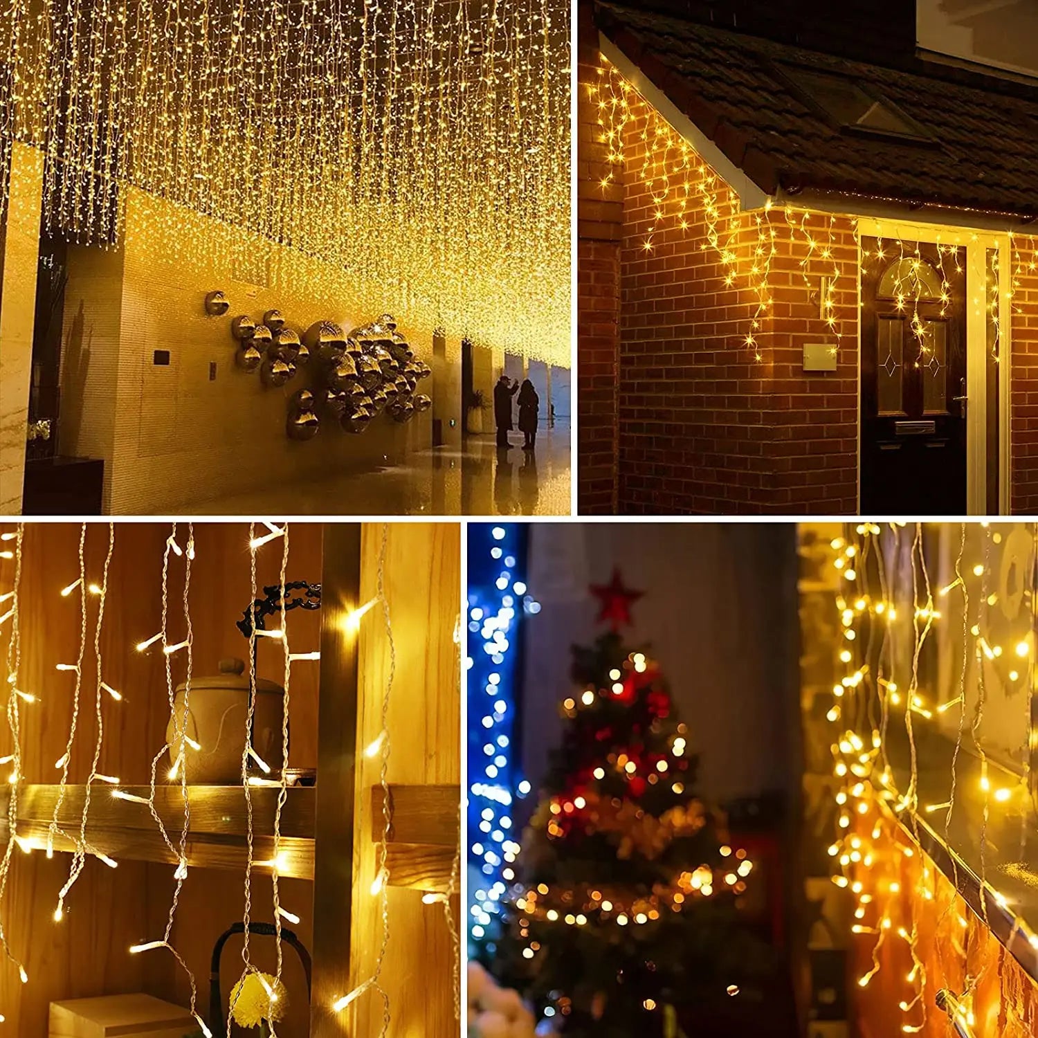 Christmas Decoration 2024/2025 icicle Led Curtain Lights for Outdoor Droop 0.4/0.5/0.6M Christmas Lights for home New Year 2025