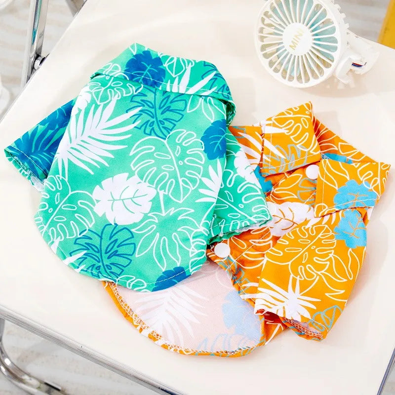 Summer Dog Clothes Hawaiian Style Pet Beach Dog Shirts Fashion Puppy Vest Coconut Print Cat Shirt Chihuahua Yorkies Pet Clothes
