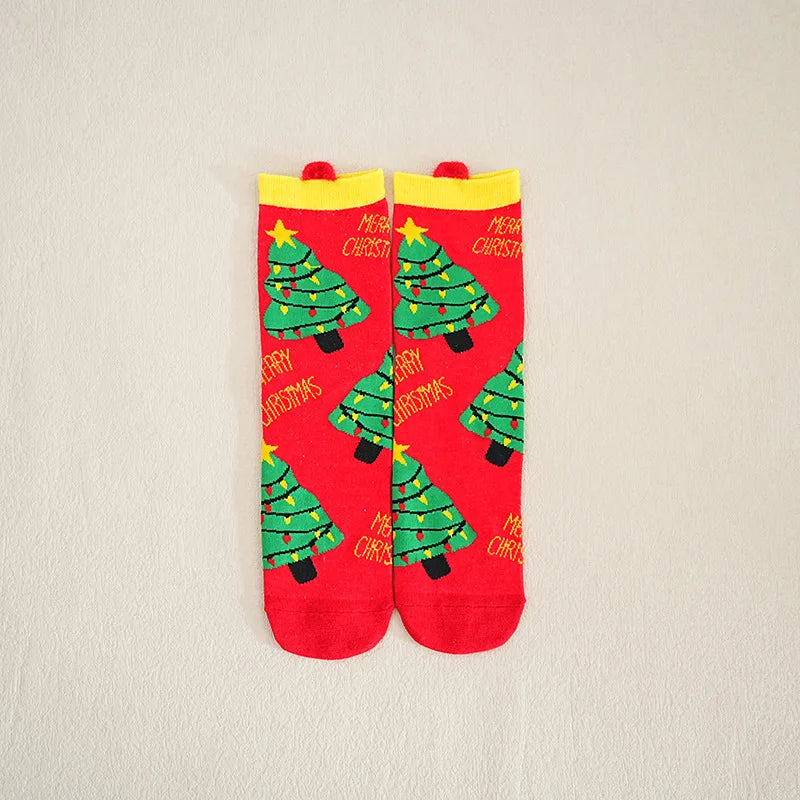 5 Pairs Christmas Socks For Woman Santa Claus snowman Christmas Socks Kawaii Cartoon Animal Girls Christmas Gifts