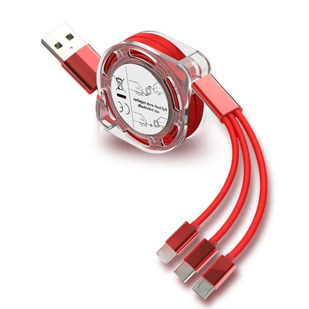 NNBILI 3 in 1 Telescopic Cable Is Suitable for Apple Type C Android Mobile Phone Fast Charging USB Cable for HUWEI iPhone Cable