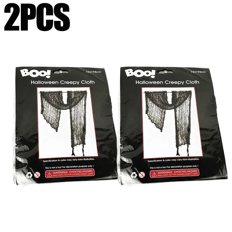 5/1PCS Halloween Black Gauze Horror Haunted Houses Decor Black Creepy Cloth Party Home Doorway Wall Gauze Terror Scene Props