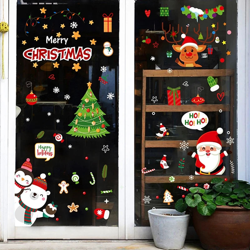 Christmas Wall Window Stickers Marry Christmas Decoration For Home 2025 Christmas Ornaments Xmas Navidad Gift New Year 2026