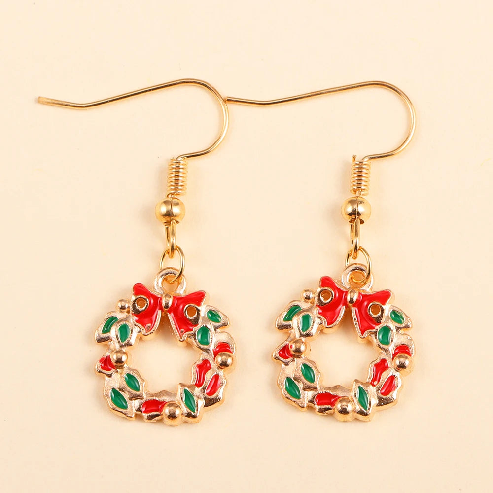 2Pairs Cute Christmas Set Earring Alloy Enamel Bell Snowflake Snowhouse Design Earrings - Perfect Holiday Jewelry Gift