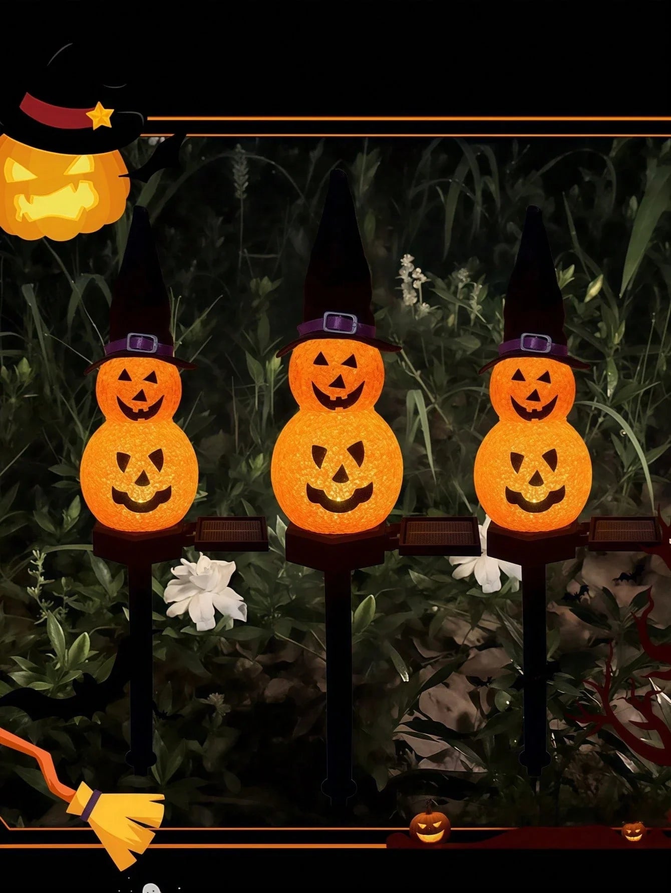 1PC, Halloween Pumpkin Lawn Solar Light, Decorative Light, Suitable for Halloween Outdoor Decoration, Garden, Lawn