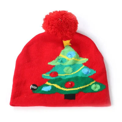 NEW 50 Designs LED Christmas Hats Beanie New Year Knitted Illuminate Warm Hat Christmas Tree Snowman Kids Adults Hat