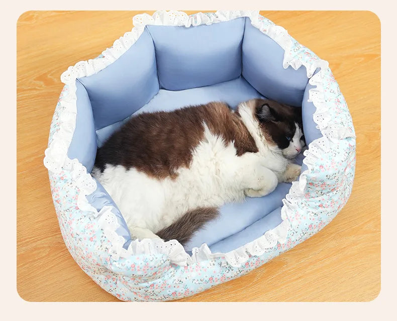 2024 Summer Pet Dog Bed Cat Bed Cat Mat Fragmented flowers Dog Mat Cotton Nest Dog house Puppy Sofa Bed Dog Beds for Medium Dogs