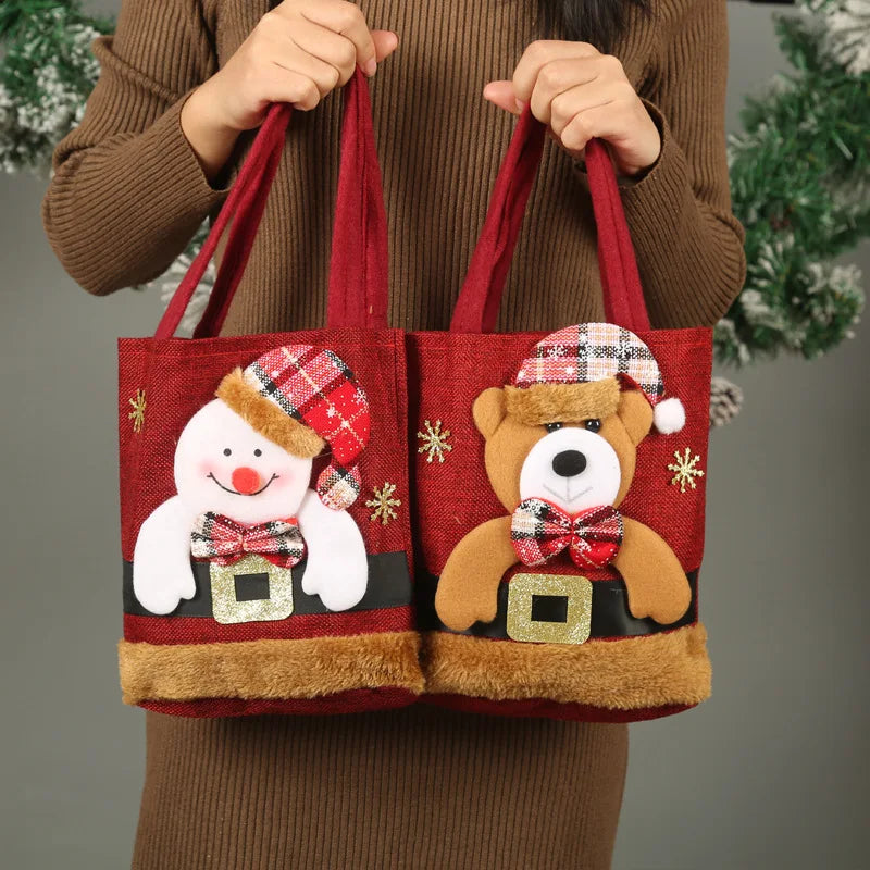 1-20PCS Christmas Tote Bag Snowman Bear Candy Bag Children Gift Bag Storage Bag Christmas Decoration
