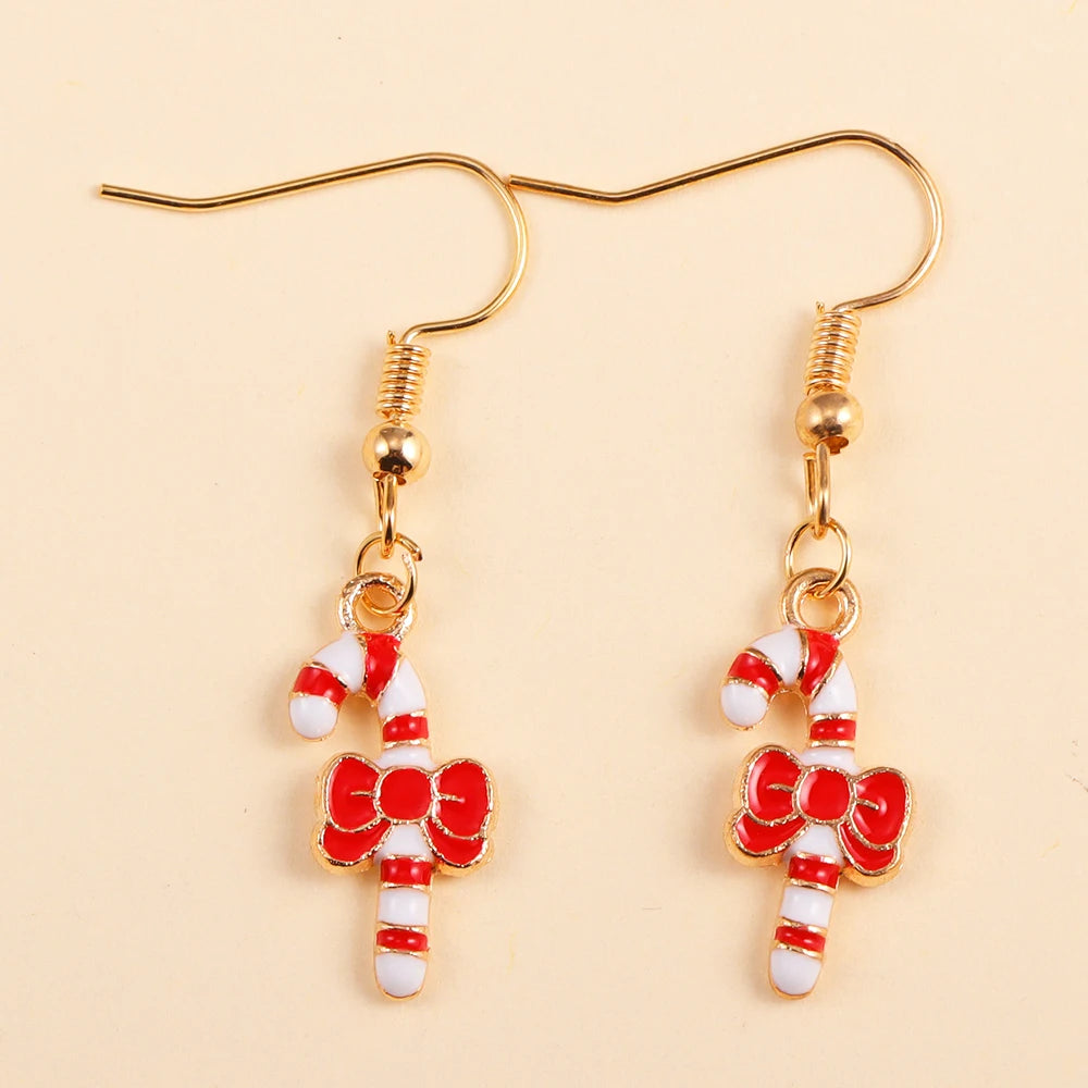 2Pairs Cute Christmas Set Earring Alloy Enamel Bell Snowflake Snowhouse Design Earrings - Perfect Holiday Jewelry Gift