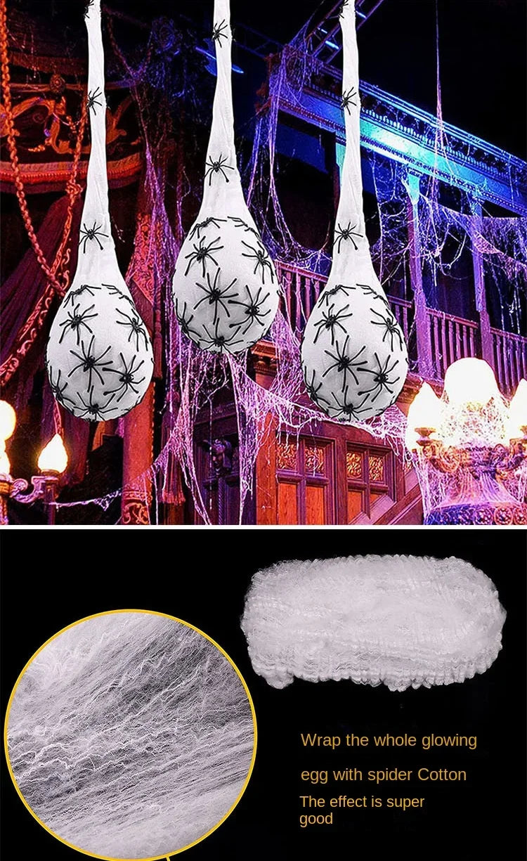 1-5PCS Halloween Hanging Spider Egg Sack Decoration with LED Lights Battery Powered for Haunted House Porch Yard Party Decor