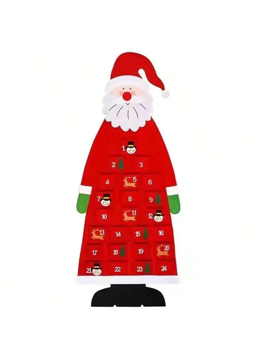 Christmas Felt Advent Calendar Wall Hanging Santa Advent Calendar with Pockets 24 Days Kids Toys For Children Christmas Gift
