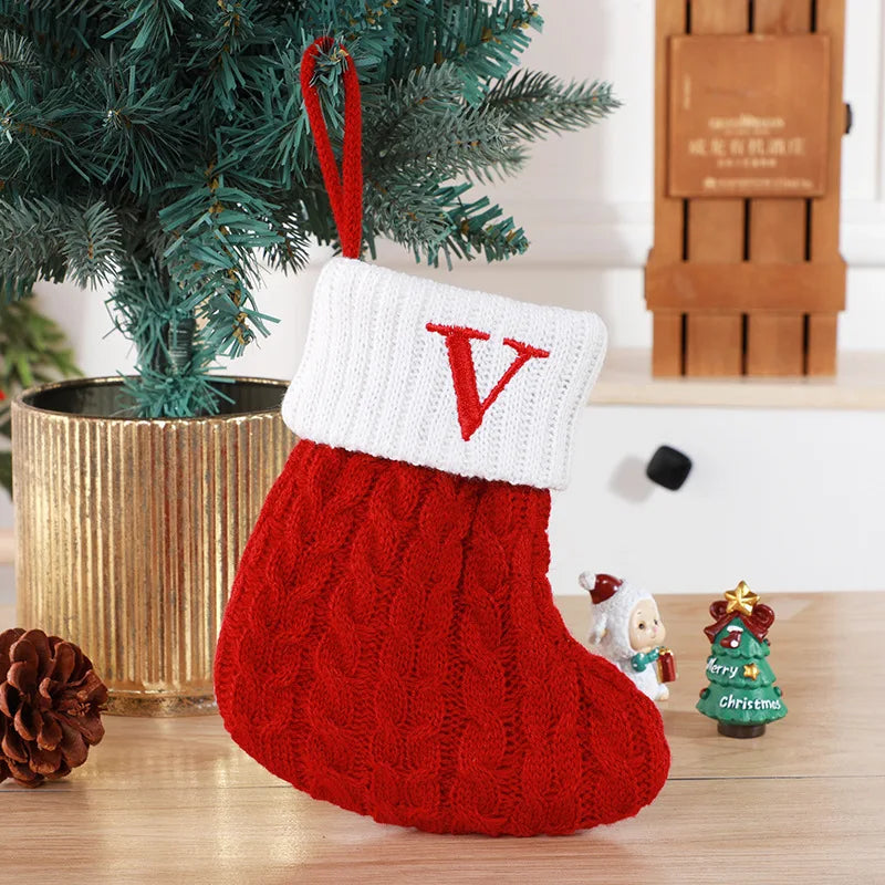 Christmas Boots Letters Christmas Stocking New Knitting Christmas Tree Pendant Decorations SnowflakeChristmas Socks