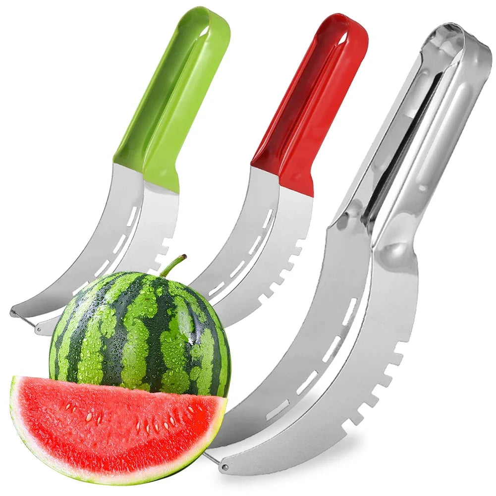 Stainless Steel Safe Efficient Watermelon Slicer Server with Non-Slip Handle Fruit Divider Watermelon Slicer Cutter Fruit Tools