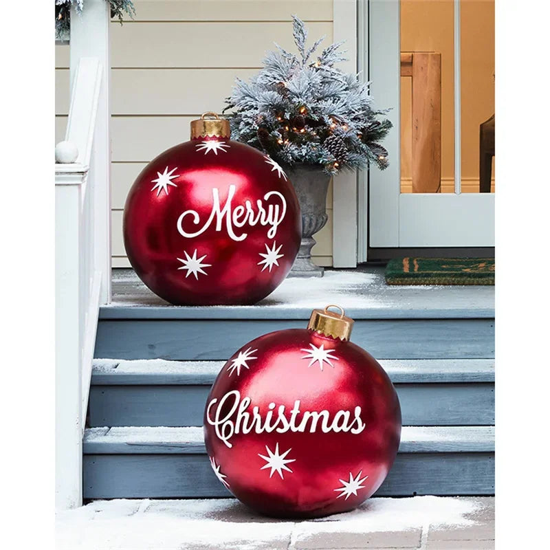2024 Christmas 60cm Outdoor Inflatable Ball PVC Giant Big Ball Tree Ornament Outdoor Toy Ball Christmas Gift Ornament  2025