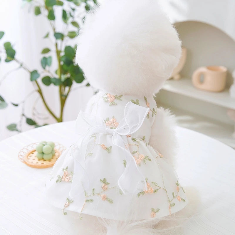 Dog Princess Dress Cute Pet Dog Mesh Dress Kitten Puppy Pet Skirt Summer Dog Dress Bow Lace Korean Poodle Chihuahua Dog Clothes