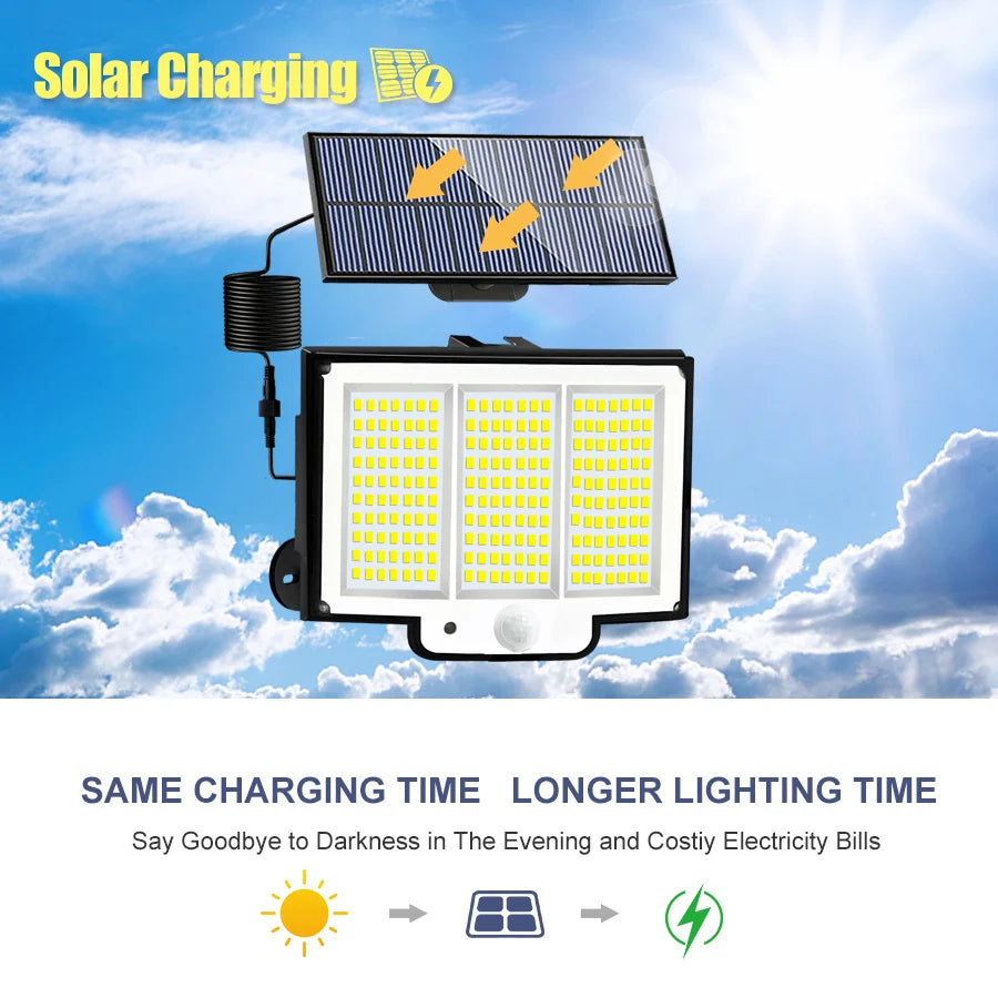 Solar Lights Outdoor Garden 200/288LED Solar Security Light Motion Sensor 3 Mode Waterproof Solar Powered Flood Lamp Yard Garage