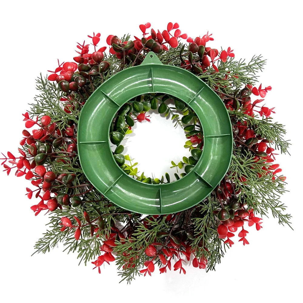 Artificial Red Berry Wreath 35cm Christmas Decor Hanging Garland for Winter Festival Xmas Outdoor Wall Decoration Fake Wreath