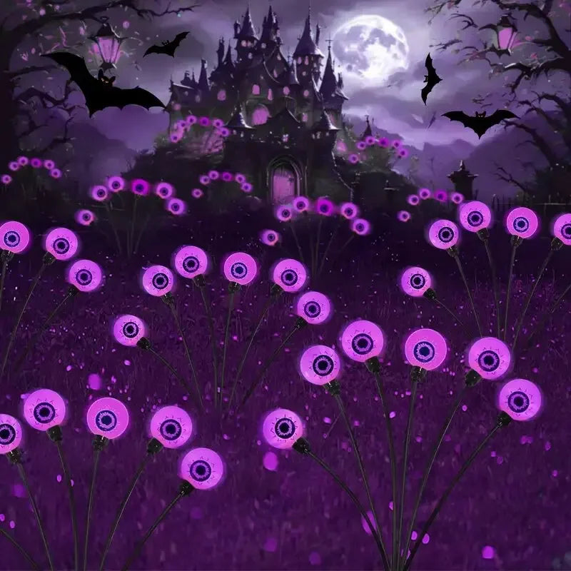 1/2/4pcs Solar Eyeball Lights, 6-Head Outdoor Firefly Lights Halloween Solar Stake Lights Garden,Lawn,Yard,Festival Decor
