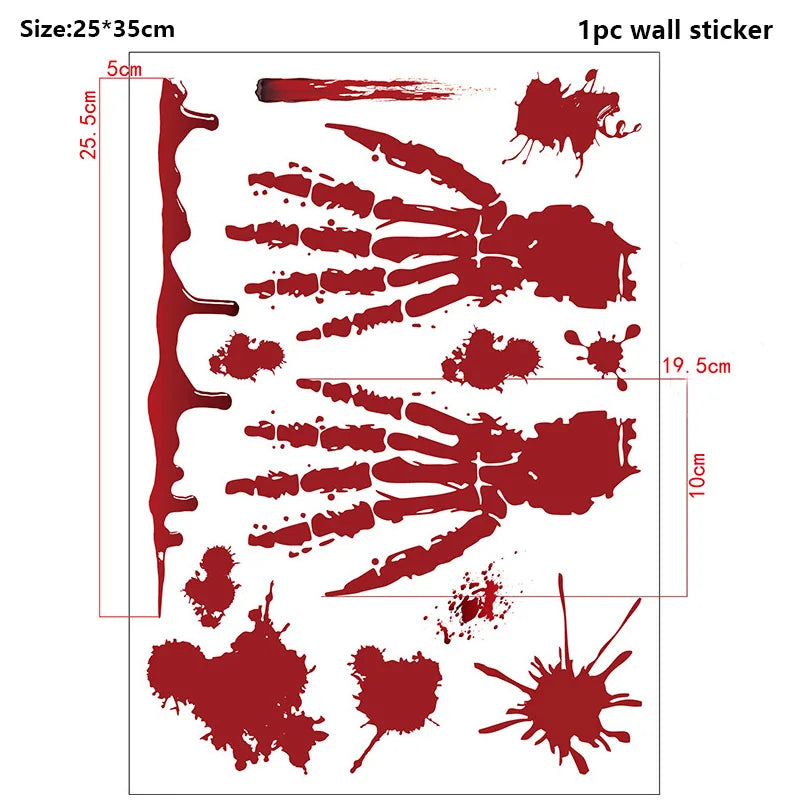 Halloween Decors Halloween Bloody Footprints Window Sticker Hallowmas Horror Handprint Bloodstain Zombie Restroom Decals Decors