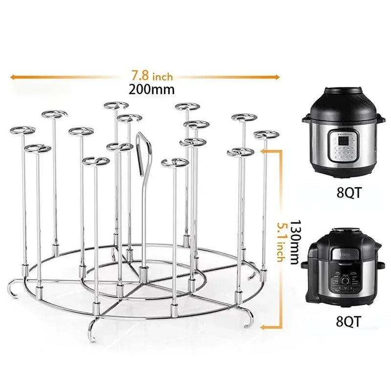 6Qt/8Qt Air Fryer Skewer Stand Vertical Multi-pin Stainless Steel BBQ Holder Air Fryer Accessories for Grilling Kitchen Kabobs