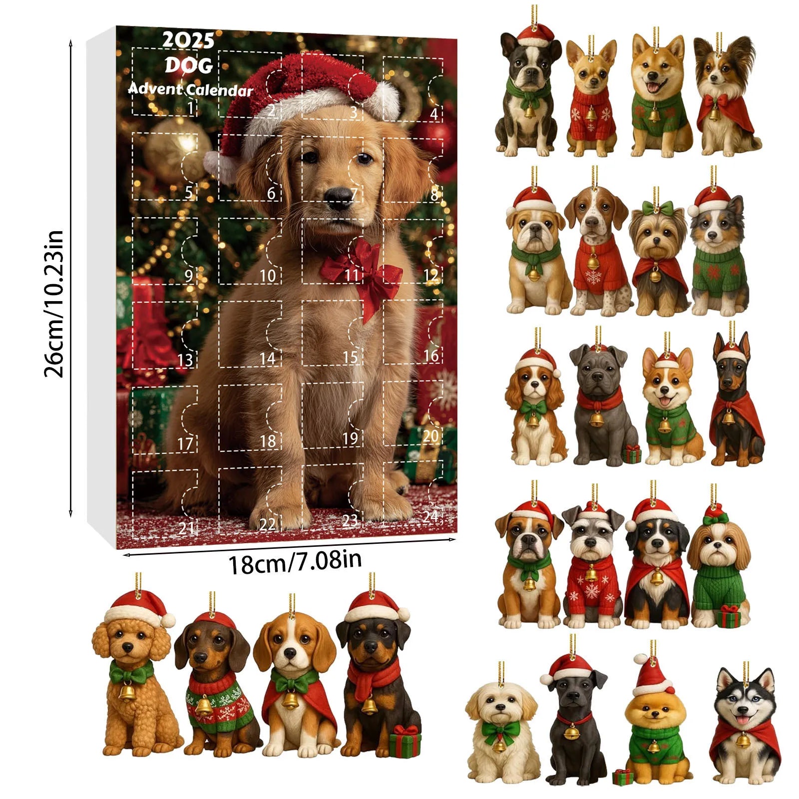 2025 Dachshunds 24 Days Christmas Countdown Calendar Dachshunds Figure Ornaments Xmas Advent Calendar Xmas Gifts for Dog Lover